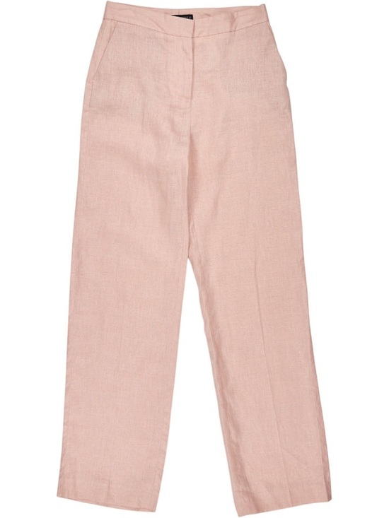 Zara Pants - ZARA 100% Linen Straight Leg Pants Beige Pink High Waist S–XS